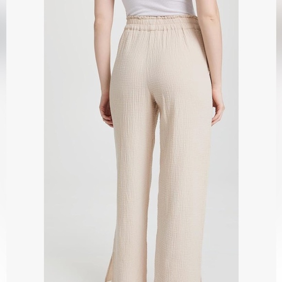 Wonderly 100% Cotton Gauze Cream Wide Leg Pull On Pants Beachy Boho Size Large - Picture 2 of 13